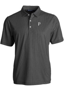 Cutter and Buck Pittsburgh Pirates Mens Black Mono Pike Symmetry Short Sleeve Polo