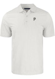 Cutter and Buck Pittsburgh Pirates Mens White Mono Pike Symmetry Short Sleeve Polo