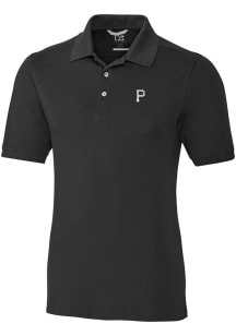 Cutter and Buck Pittsburgh Pirates Mens Black Mono Advantage Short Sleeve Polo