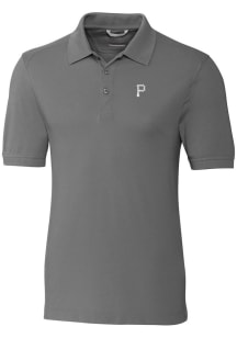 Cutter and Buck Pittsburgh Pirates Mens Grey Mono Advantage Short Sleeve Polo