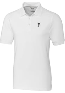 Cutter and Buck Pittsburgh Pirates Mens White Mono Advantage Short Sleeve Polo