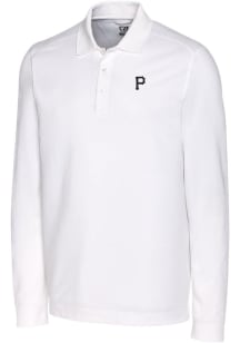 Cutter and Buck Pittsburgh Pirates Mens White Mono Advantage Long Sleeve Polo Shirt