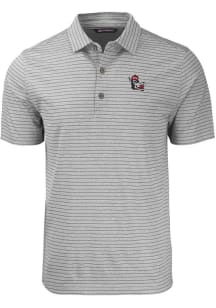 Cutter and Buck NC State Wolfpack Big and Tall Grey Forge Heather Stripe Big and Tall Golf Shirt