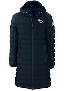 Cutter and Buck Tennessee Titans Womens Navy Blue Mono Mission Ridge Repreve Long Heavy Weight Jac..
