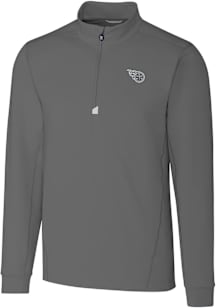 Cutter and Buck Tennessee Titans Mens Grey Mono Traverse Long Sleeve Qtr Zip Pullover