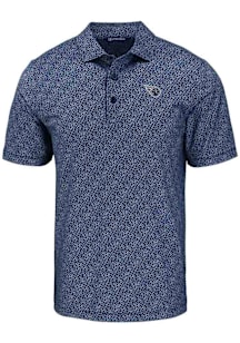 Cutter and Buck Tennessee Titans Mens Navy Blue Mono Pike Pebble Short Sleeve Polo
