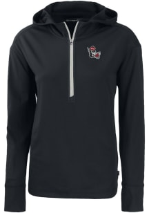 Cutter and Buck NC State Wolfpack Womens Black Daybreak Hood 1/4 Zip Pullover