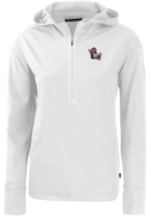 Cutter and Buck NC State Wolfpack Womens White Daybreak Hood 1/4 Zip Pullover