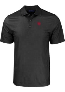 Nebraska Cornhuskers Black Cutter and Buck Vault Pike Eco Geo Print Big and Tall Polo