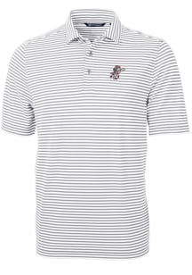 Cutter and Buck Cincinnati Reds Grey Cooperstown Virtue Eco Pique Stripe Big and Tall Polo