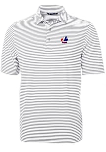 Cutter and Buck Montreal Expos Grey Cooperstown Virtue Eco Pique Stripe Big and Tall Polo