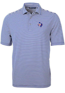 Cutter and Buck Texas Rangers Blue Cooperstown Virtue Eco Pique Stripe Big and Tall Polo