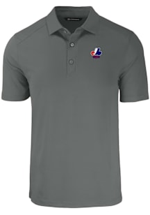 Cutter and Buck Montreal Expos Grey Cooperstown Forge Eco Stretch Big and Tall Polo