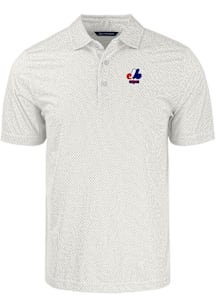 Cutter and Buck Montreal Expos White Cooperstown Pike Symmetry Big and Tall Polo