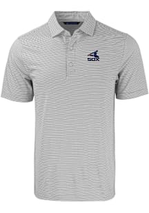 Cutter and Buck Chicago White Sox Grey Cooperstown Forge Double Stripe Big and Tall Polo