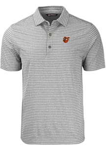 Cutter and Buck Baltimore Orioles Grey Cooperstown Forge Heather Stripe Big and Tall Polo