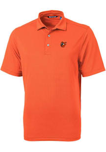 Cutter and Buck Baltimore Orioles Mens Orange Cooperstown Virtue Eco Pique Short Sleeve Polo