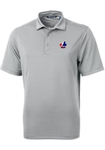 Cutter and Buck Montreal Expos Mens Grey Cooperstown Virtue Eco Pique Short Sleeve Polo