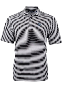 Cutter and Buck Tampa Bay Rays Mens Black Cooperstown Virtue Eco Pique Stripe Short Sleeve Polo