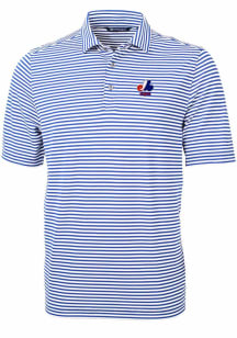 Cutter and Buck Montreal Expos Mens Blue Cooperstown Virtue Eco Pique Stripe Short Sleeve Polo