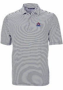 Cutter and Buck Toronto Blue Jays Mens Navy Blue Cooperstown Virtue Eco Pique Stripe Short Sleeve..