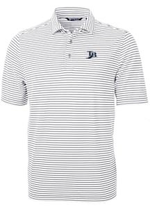 Cutter and Buck Tampa Bay Rays Mens Grey Cooperstown Virtue Eco Pique Stripe Short Sleeve Polo