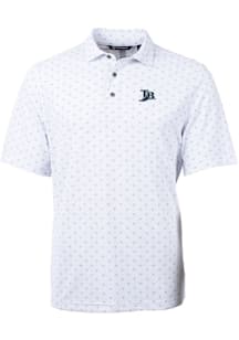 Cutter and Buck Tampa Bay Rays Mens White Cooperstown Virtue Eco Pique Tile Short Sleeve Polo