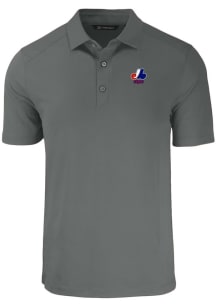 Cutter and Buck Montreal Expos Mens Grey Cooperstown Forge Recycled Short Sleeve Polo