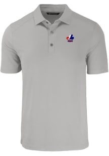 Cutter and Buck Montreal Expos Mens Grey Cooperstown Forge Recycled Short Sleeve Polo