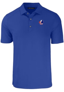 Cutter and Buck Montreal Expos Mens Blue Cooperstown Forge Recycled Short Sleeve Polo