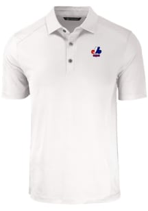 Cutter and Buck Montreal Expos Mens White Cooperstown Forge Recycled Short Sleeve Polo