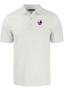 Cutter and Buck Montreal Expos Mens White Cooperstown Pike Symmetry Short Sleeve Polo