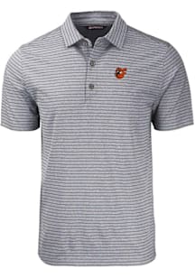Cutter and Buck Baltimore Orioles Mens Black Cooperstown Forge Stripe Short Sleeve Polo
