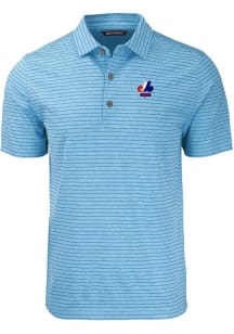 Cutter and Buck Montreal Expos Mens Blue Cooperstown Forge Stripe Short Sleeve Polo