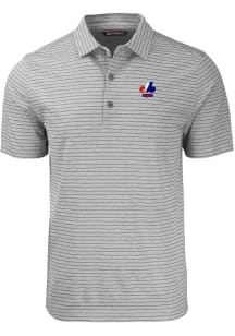 Cutter and Buck Montreal Expos Mens Grey Cooperstown Forge Stripe Short Sleeve Polo