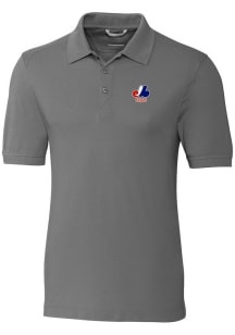 Cutter and Buck Montreal Expos Mens Grey Cooperstown Advantage Short Sleeve Polo