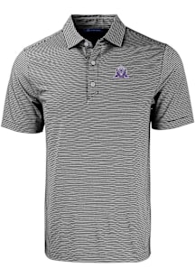 Cutter and Buck Northwestern Wildcats Black Vault Forge Double Stripe Big and Tall Polo