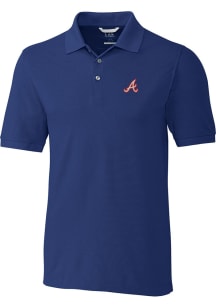 Cutter and Buck Atlanta Braves Mens Blue Cooperstown Advantage Short Sleeve Polo