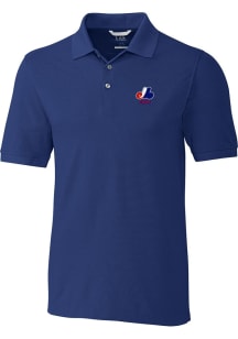 Cutter and Buck Montreal Expos Mens Blue Cooperstown Advantage Short Sleeve Polo