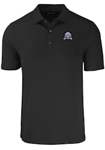 Cutter and Buck Northwestern Wildcats Mens Black Vault Forge Recycled Short Sleeve Polo