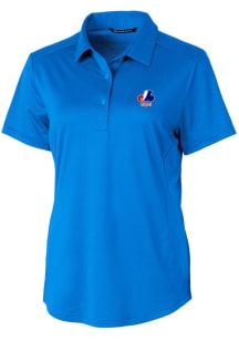 Cutter and Buck Montreal Expos Womens Blue Cooperstown Prospect Short Sleeve Polo Shirt