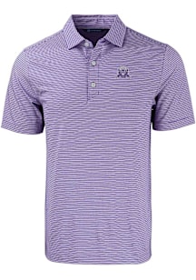 Cutter and Buck Northwestern Wildcats Mens Purple Vault Forge Double Stripe Short Sleeve Polo