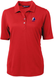 Cutter and Buck Montreal Expos Womens Red Cooperstown Virtue Eco Pique Short Sleeve Polo Shirt