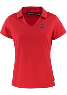 Cutter and Buck Toronto Blue Jays Womens Red Cooperstown Daybreak V Neck Short Sleeve Polo Shirt