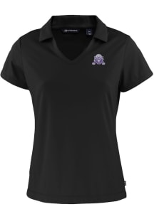 Cutter and Buck Northwestern Wildcats Womens Black Vault Daybreak V Neck Short Sleeve Polo Shirt