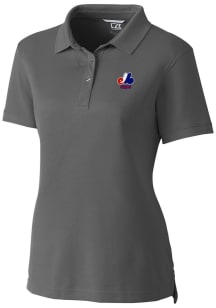 Cutter and Buck Montreal Expos Womens Grey Cooperstown Advantage Short Sleeve Polo Shirt