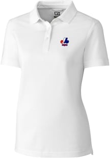 Cutter and Buck Montreal Expos Womens White Cooperstown Advantage Short Sleeve Polo Shirt