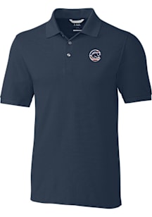 Cutter and Buck Chicago Cubs Navy Blue Stars and Stripes Advantage Pique Big and Tall Polo