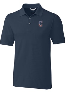 Cutter and Buck Cleveland Guardians Mens Navy Blue Stars and Stripes Advantage Short Sleeve Polo