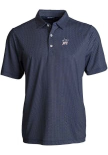 Cutter and Buck Miami Marlins Mens Navy Blue Stars and Stripes Pike Symmetry Short Sleeve Polo